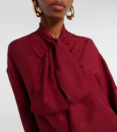 Etro Pussy-bow Silk-jacquard Blouse In Red
