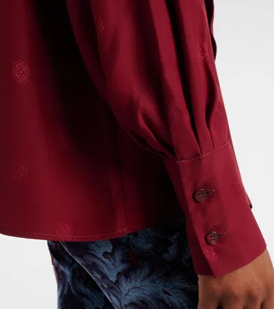Etro Pussy-bow Silk-jacquard Blouse In Red