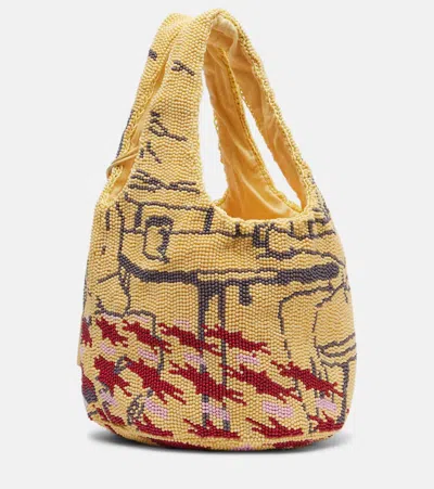 Jw Anderson Shoulder Bag With Beaded Design In Yellow