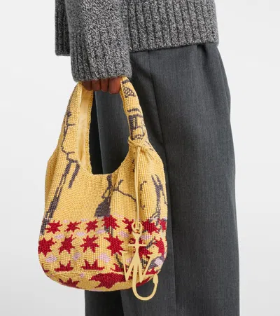 Jw Anderson Shoulder Bag With Beaded Design In Yellow