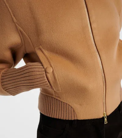 Victoria Beckham Womens Camel Slim-fit High-neck Wool-and-cashmere Bomber Jacket In Brown