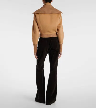 Victoria Beckham Womens Camel Slim-fit High-neck Wool-and-cashmere Bomber Jacket In Brown