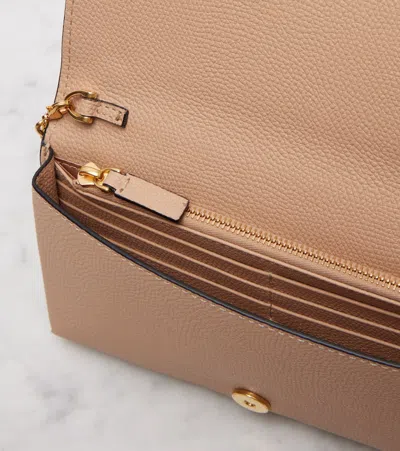 Valentino Vlogo Leather Wallet On Chain In Brown