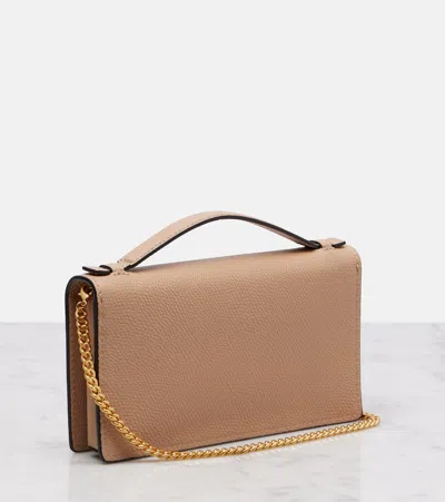 Valentino Vlogo Leather Wallet On Chain In Brown