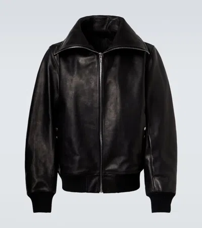 Rick Owens Black Concordians Blixa Dracucollar Leather Jacket In Black