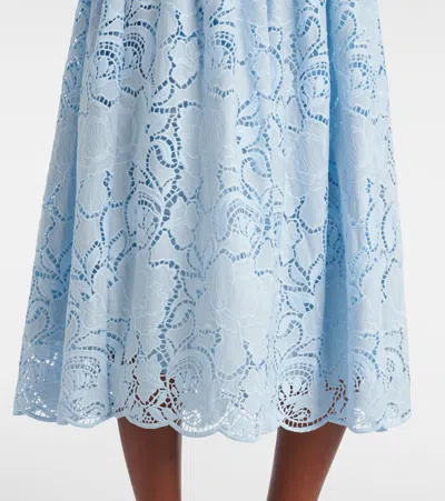 Erdem Floral-lace Midi Skirt - Women's - Polyester/cotton In Blue