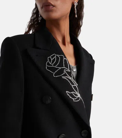 缀饰羊毛混纺双排扣大衣