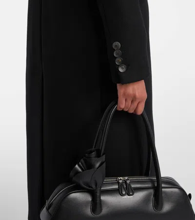 缀饰羊毛混纺双排扣大衣