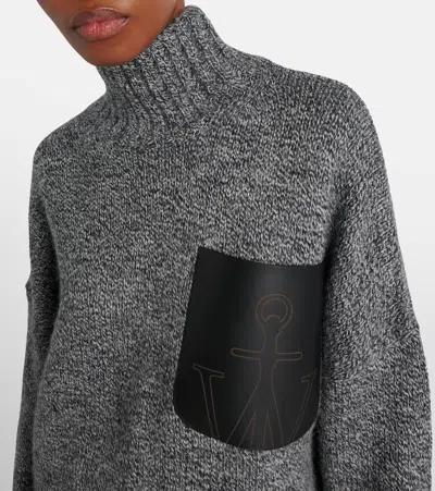 Jw Anderson J. W. Anderson Leather Patch Pocket Jumper In Gray
