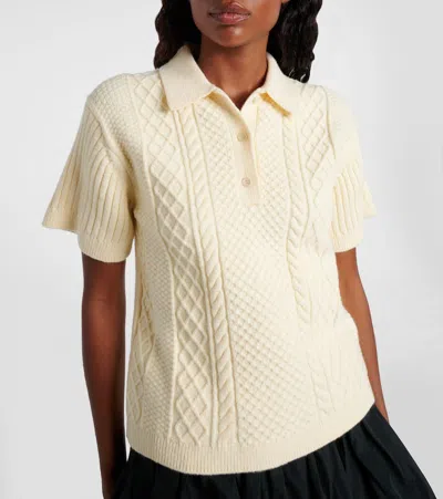 Jw Anderson J. W. Anderson Cropped Cable Knit Polo In Neutral