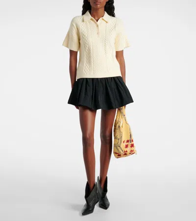 Jw Anderson J. W. Anderson Cropped Cable Knit Polo In Neutral