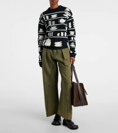 Jw Anderson J. W. Anderson Knit Sweater With Kitchenware Motifs In Black
