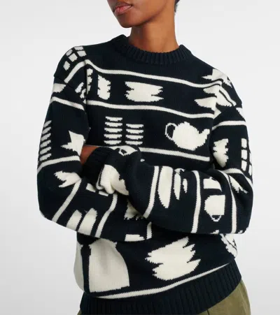 Jw Anderson J. W. Anderson Knit Sweater With Kitchenware Motifs In Black