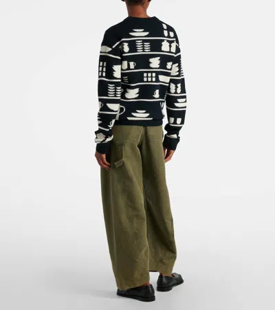 Jw Anderson J. W. Anderson Knit Sweater With Kitchenware Motifs In Black