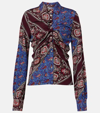 Rabanne Paisley Patchwork Ruched Button-front Shirt In Multi