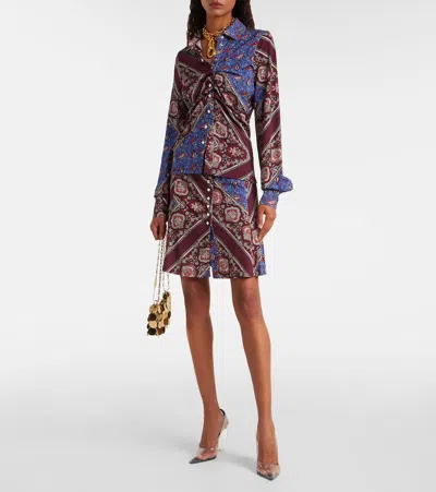 Rabanne Paisley Patchwork Ruched Button-front Shirt In Multi