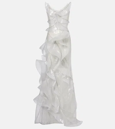 Maticevski Refraction Sequined Ruffled Gown In Gray