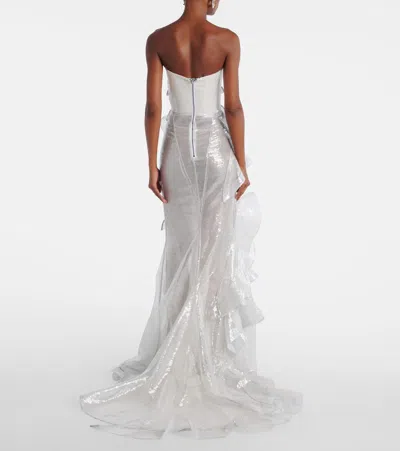 Maticevski Refraction Sequined Ruffled Gown In Gray