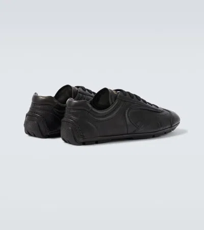 Prada Montecarlo Re-edition 2005 Antiqued Nappa Leather Sneakers In Black