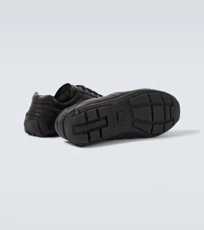 Prada Montecarlo Re-edition 2005 Antiqued Nappa Leather Sneakers In Black