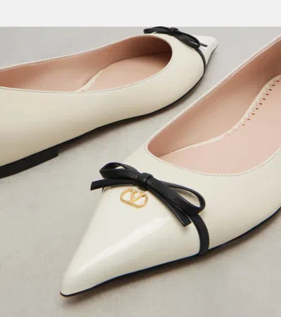 Valentino Vlogo Leather Ballerina Flat In White