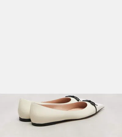 Valentino Vlogo Leather Ballerina Flat In White