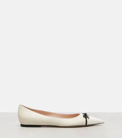 Valentino Vlogo Leather Ballerina Flat In White