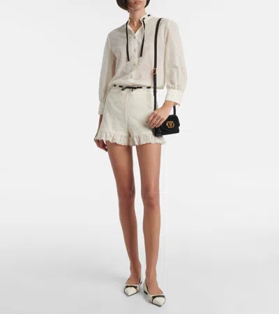 Valentino Vlogo Leather Ballerina Flat In White