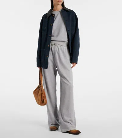 Prada Cotton Sweatshirt With Ribbed Cuffs And Hem In Black