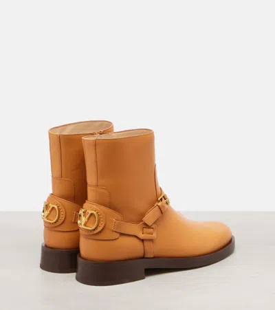 Valentino Buckle-strap Leather Boots In Brown