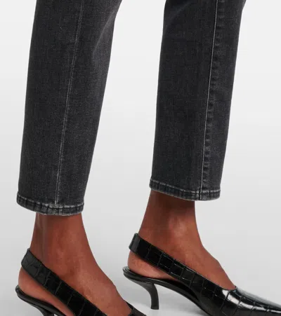 Ag Cropped Mid-rise Slim Jeans In Black