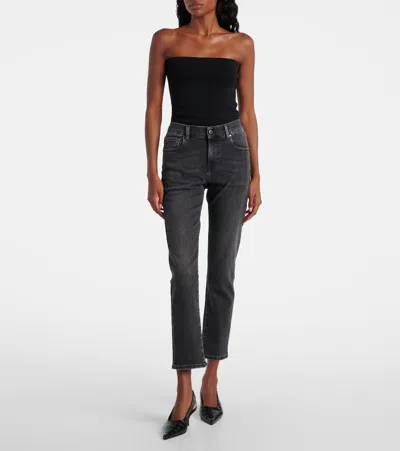 Ag Cropped Mid-rise Slim Jeans In Black