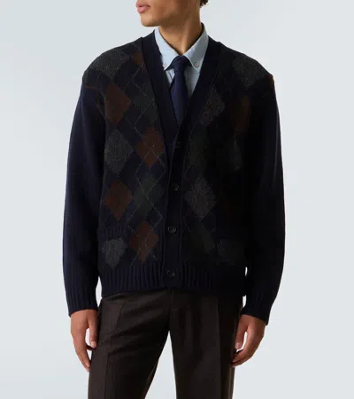 Rubinacci Argyle Wool Cardigan In Multi