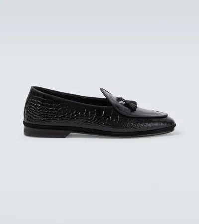 Rubinacci Marphy Loira Croc-effect Leather Loafers In Black