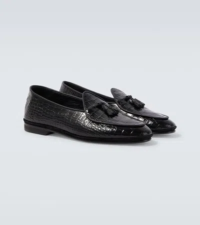 Rubinacci Marphy Loira Croc-effect Leather Loafers In Black