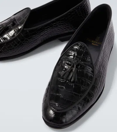 Rubinacci Marphy Loira Croc-effect Leather Loafers In Black
