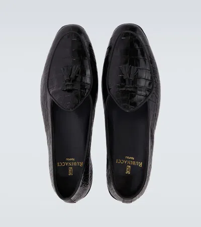 Rubinacci Marphy Loira Croc-effect Leather Loafers In Black