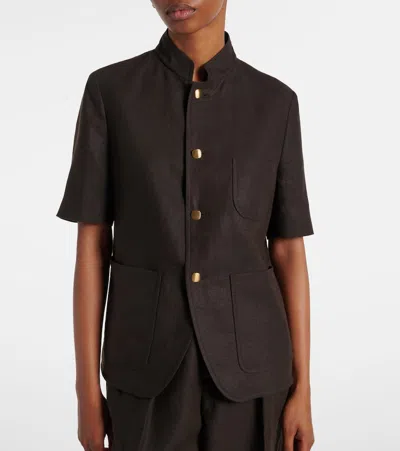 Loro Piana Spagna Linen Jacket In Brown