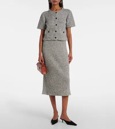 Tory Burch Fitted Grey Skirt With Textured Speckled Fabric In Gray