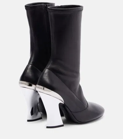 Givenchy Leather Metallic Sculpted-heel Ankle Booties In Black