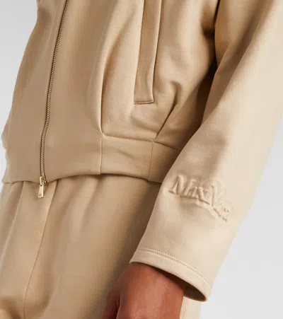 Max Mara Silk And Cotton Cropped Sweatshirt In Brown
