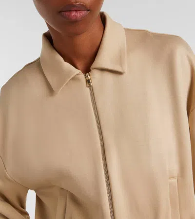 Max Mara Silk And Cotton Cropped Sweatshirt In Brown
