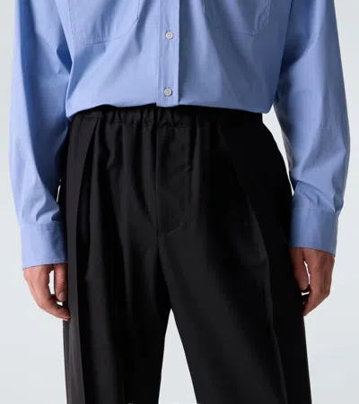 Plan C Wool Wide-leg Pants In Black