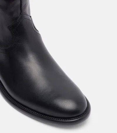 Paris Texas Montana Buckle Boot Low Heels Boots In Black Leather In Animal Print