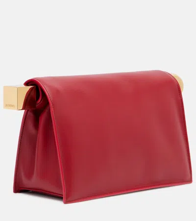 Jacquemus Round Square Clutch Bag Top Handle In Red