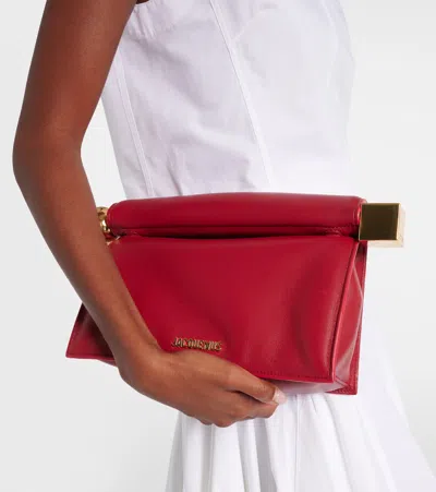 Jacquemus Round Square Clutch Bag Top Handle In Red