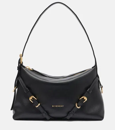 Givenchy Hammered Leather Shoulder Bag With Logo On The Front And Metal Details In Black