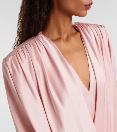 Stella Mccartney Mini Dress With Draped Neckline And Long Sleeves In Pink