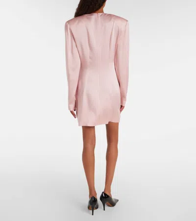 Stella Mccartney Mini Dress With Draped Neckline And Long Sleeves In Pink