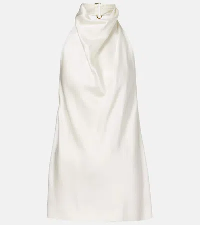 Stella Mccartney Cowl Neck Satin Halter Top In White